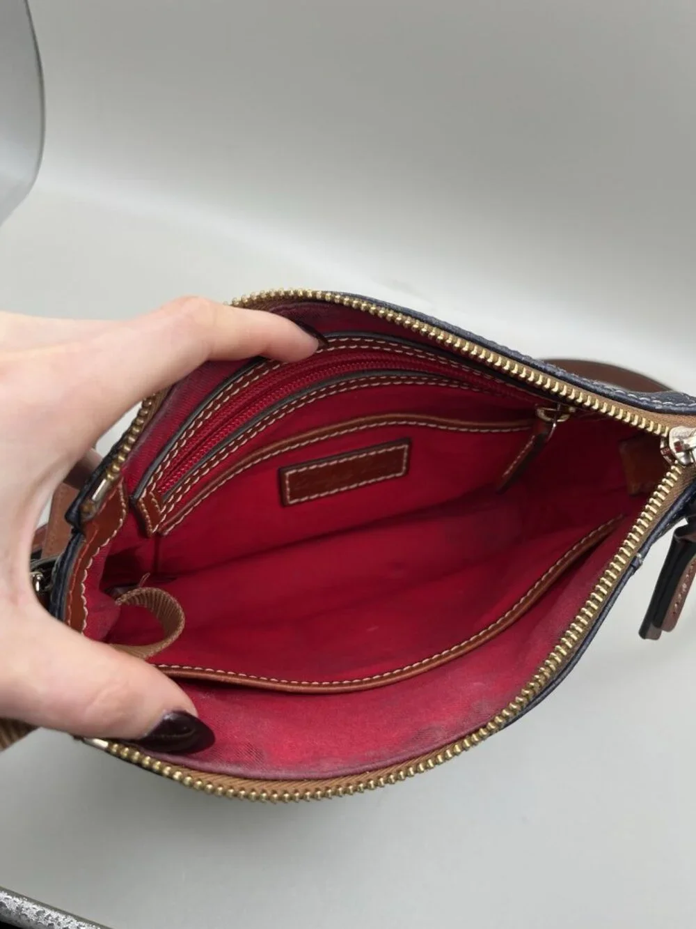 Dooney & Bourke Lexington Crossbody Dark Blue Pebble Grain Leather Bag VTG